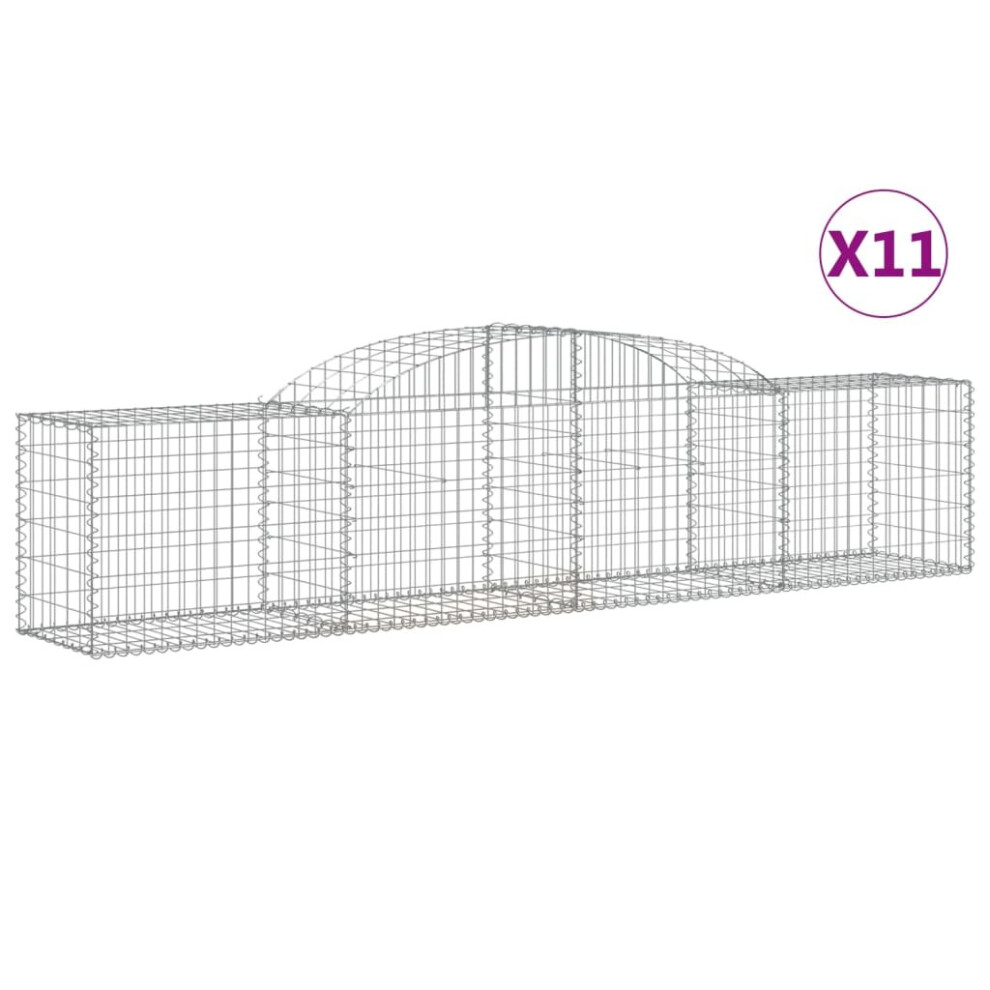 Vidaxl (300 X 50 X 60/80 Cm/ 11 Pcs) Arched Gabion Basket Stone Basket Gabion Retaining Wall Galvanised Iron