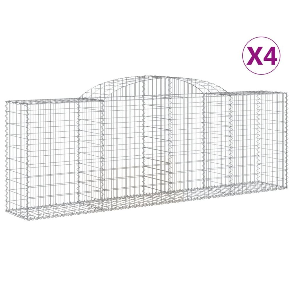 Vidaxl (300 X 50 X 100/120 Cm/ 4 Pcs) Arched Gabion Basket Stone Basket Gabion Retaining Wall Galvanised Iron