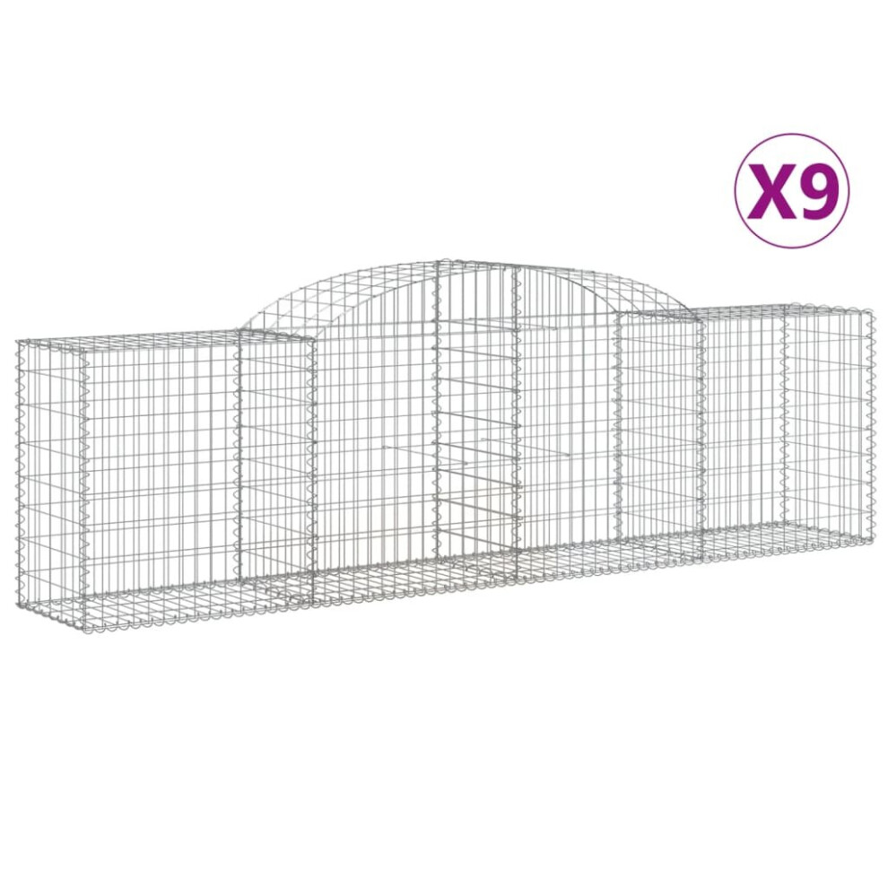 (300 x 50 x 80/100 cm/ 9 pcs) vidaXL Arched Gabion Basket Stone Basket Gabion Retaining Wall Galvanised Iron