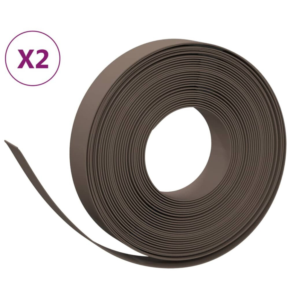 (brown, 20 x 0.1 m) vidaXL Garden Edging Patio Lawn Edging Garden Border Rolls 5 pcs Polyethylene