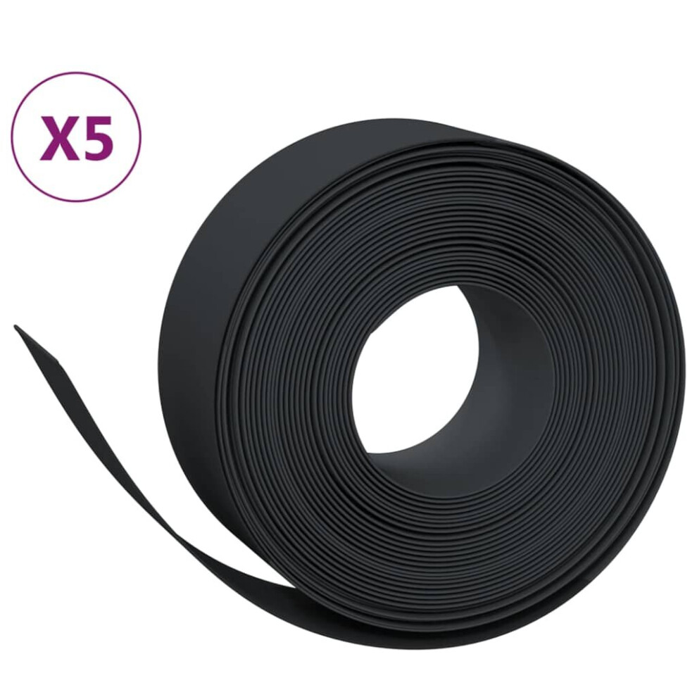 (black, 50 x 0.2 m) vidaXL Garden Edging Patio Lawn Edging Garden Border Rolls 5 pcs Polyethylene