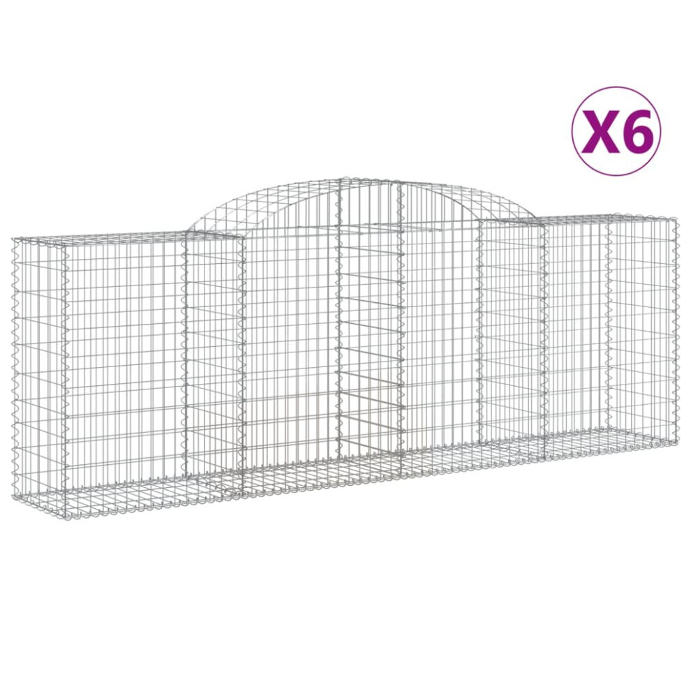 Vidaxl (300 X 50 X 100/120 Cm/ 6 Pcs) Arched Gabion Basket Stone Basket Gabion Retaining Wall Galvanised Iron