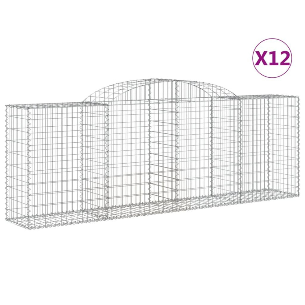 Vidaxl (300 X 50 X 100/120 Cm/ 12 Pcs) Arched Gabion Basket Stone Basket Gabion Retaining Wall Galvanised Iron