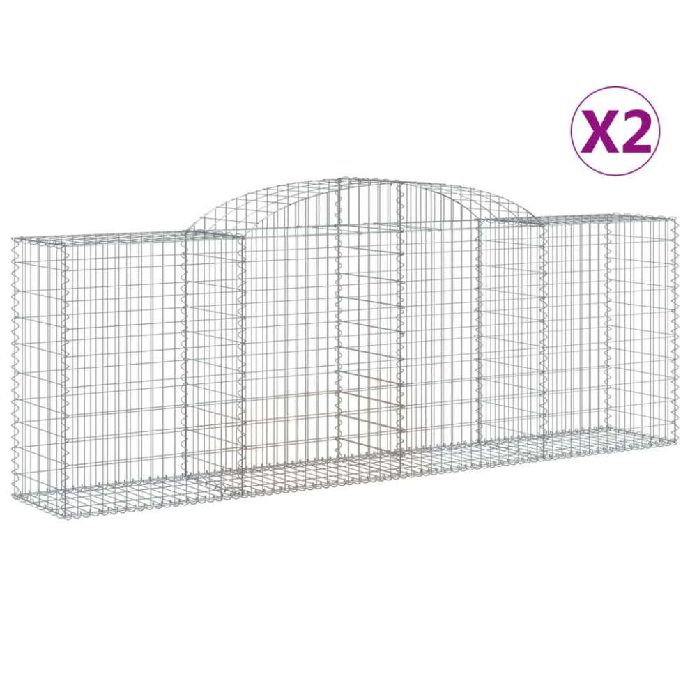 Vidaxl (300 X 50 X 100/120 Cm/ 2 Pcs) Arched Gabion Basket Stone Basket Gabion Retaining Wall Galvanised Iron