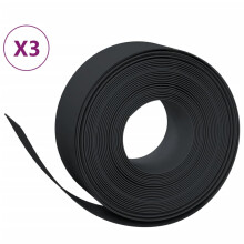 vidaXL Rasenkanten 3 Stk. Schwarz 10 m 20 cm Polyethylen