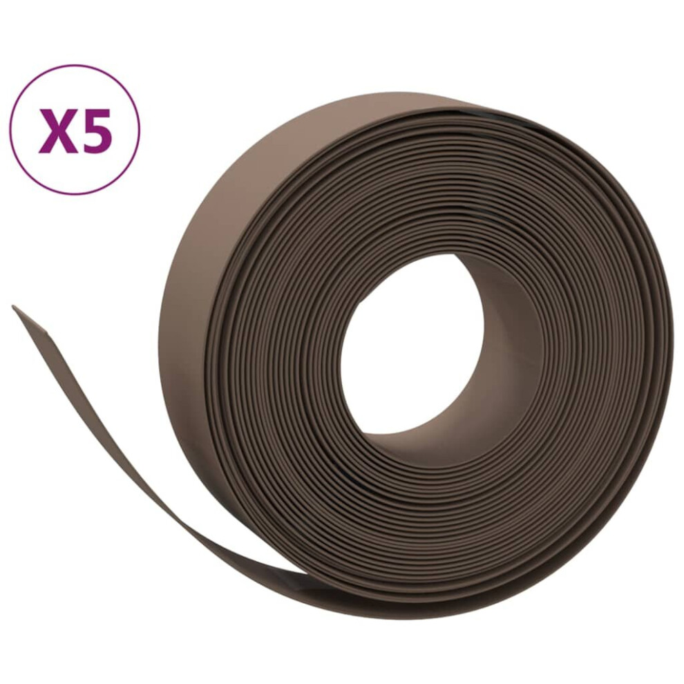 (brown, 50 x 0.15 m) vidaXL Garden Edging Patio Lawn Edging Garden Border Rolls 5 pcs Polyethylene