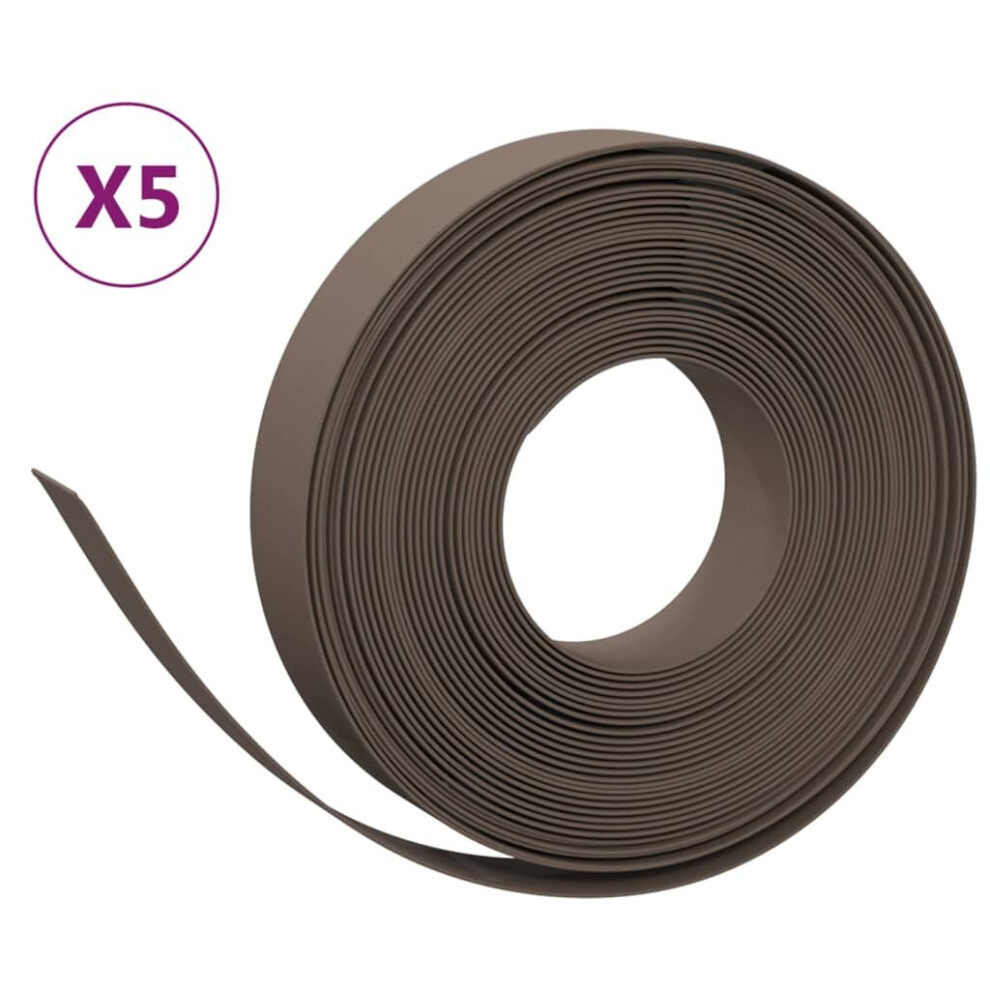 (brown, 50 x 0.1 m) vidaXL Garden Edging Patio Lawn Edging Garden Border Rolls 5 pcs Polyethylene