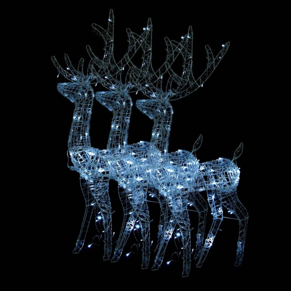 Vidaxl (Cold White, 70 X 41 X 120 Cm/ 3 Pcs) Reindeer Christmas Decoration Xmas Glowing Reindeer Multi Colours/Sizes