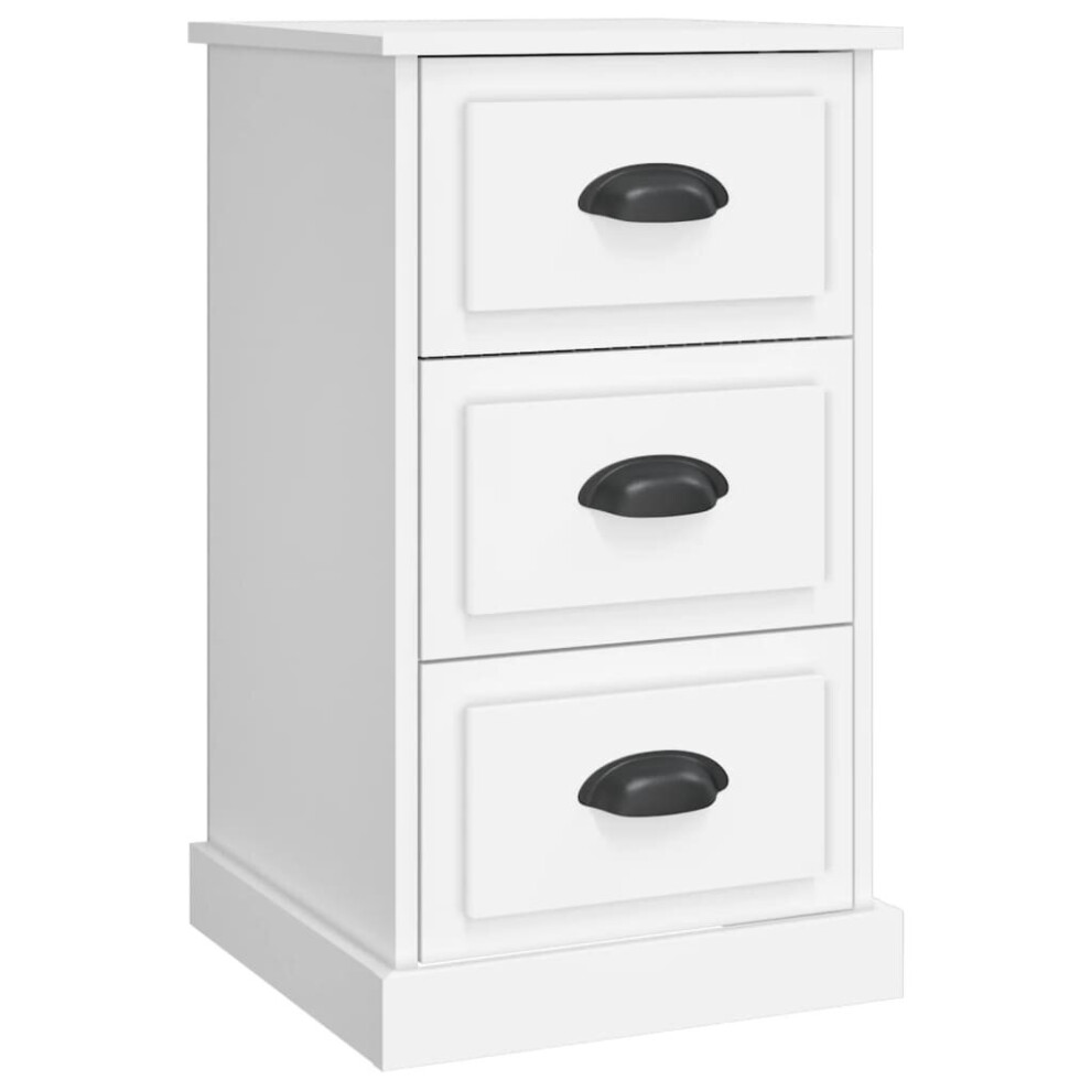Vidaxl (White) Bedside Cabinet Side Table Nightstand Side Cabinet Engineered Wood White