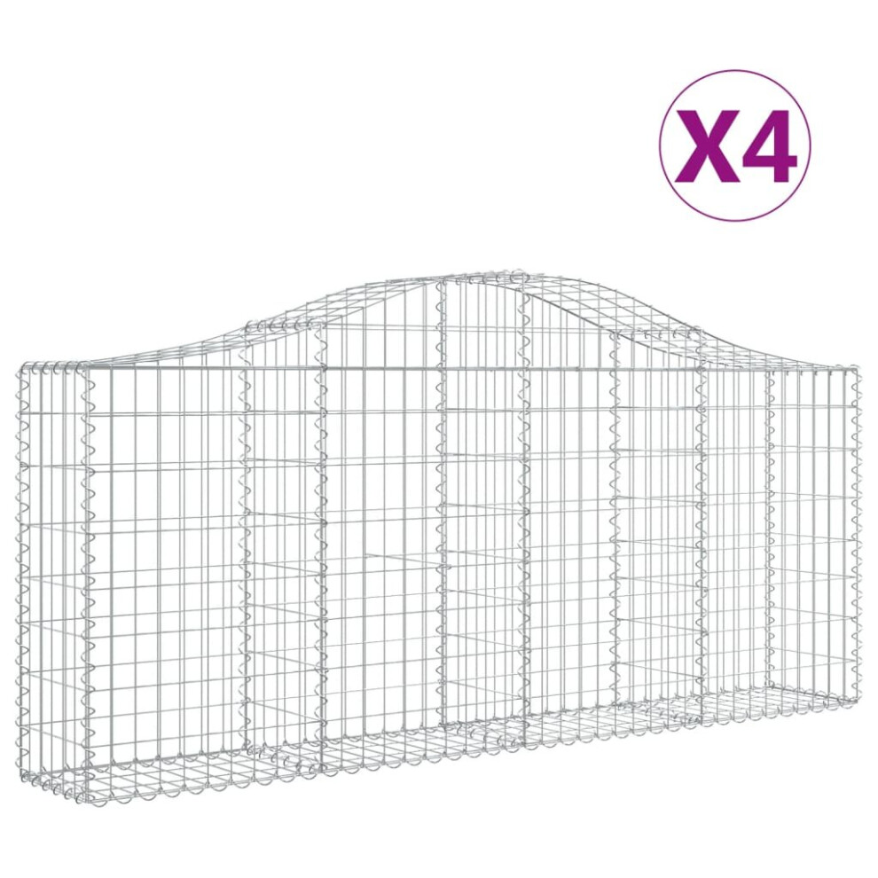 Vidaxl (200 X 30 X 80/100 Cm/ 4 Pcs) Arched Gabion Basket Stone Basket Gabion Retaining Wall Galvanised Iron