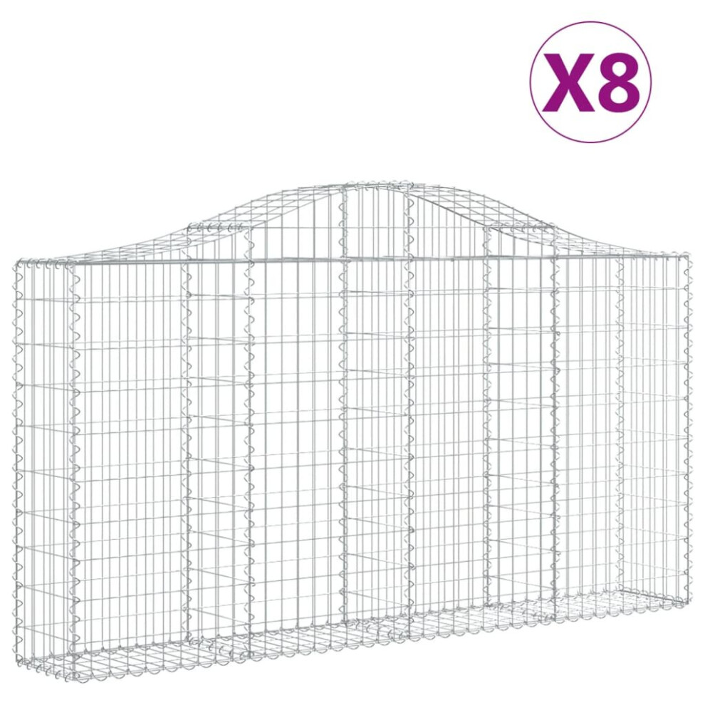 Vidaxl (200 X 30 X 100/120 Cm/ 8 Pcs) Arched Gabion Basket Stone Basket Gabion Retaining Wall Galvanised Iron