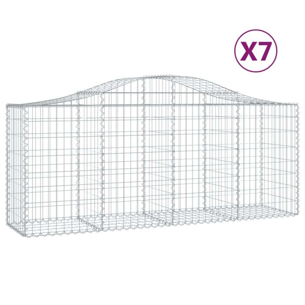 Vidaxl (200 X 50 X 80/100 Cm/ 7 Pcs) Arched Gabion Basket Stone Basket Gabion Retaining Wall Galvanised Iron