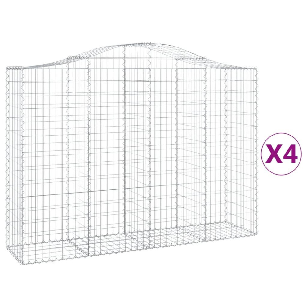 Vidaxl (200 X 50 X 140/160 Cm/ 4 Pcs) Arched Gabion Basket Stone Basket Gabion Retaining Wall Galvanised Iron
