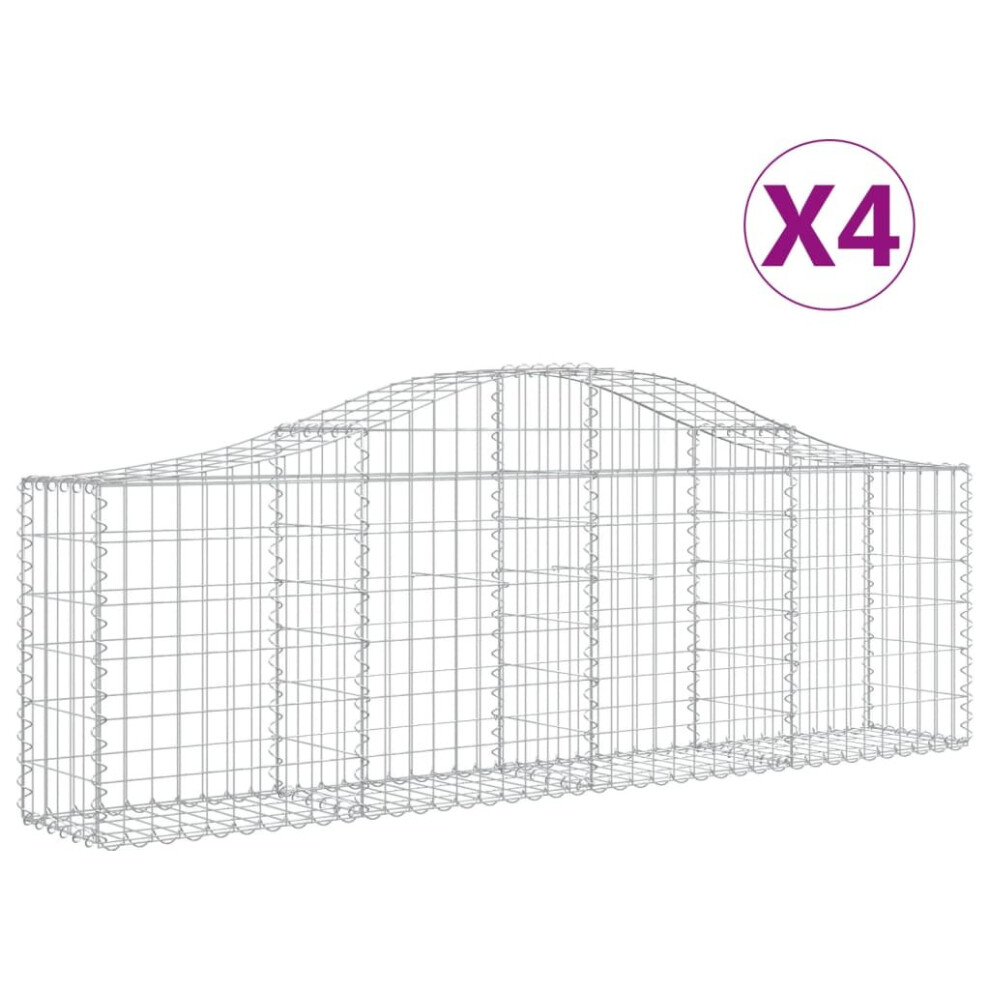 Vidaxl (200 X 30 X 60/80 Cm/ 4 Pcs) Arched Gabion Basket Stone Basket Gabion Retaining Wall Galvanised Iron