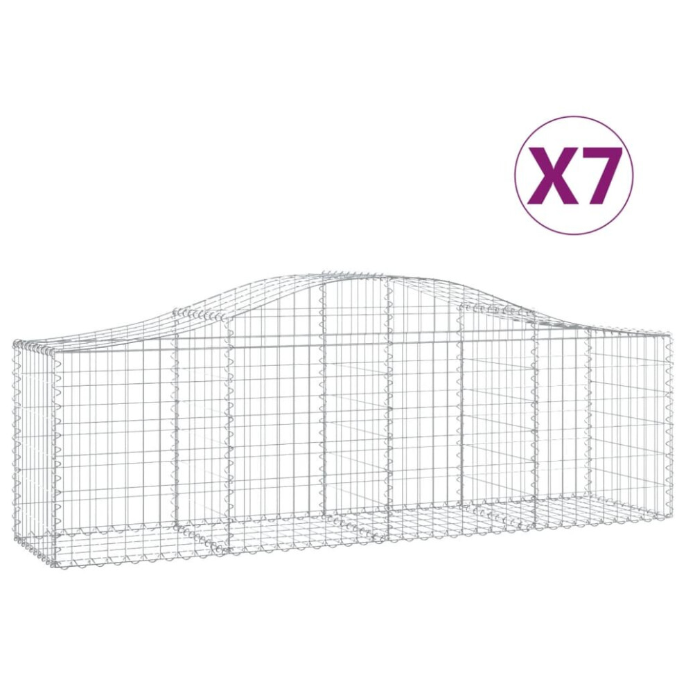 (200 x 50 x 60/80 cm/ 7 pcs) vidaXL Arched Gabion Basket Stone Basket Gabion Retaining Wall Galvanised Iron