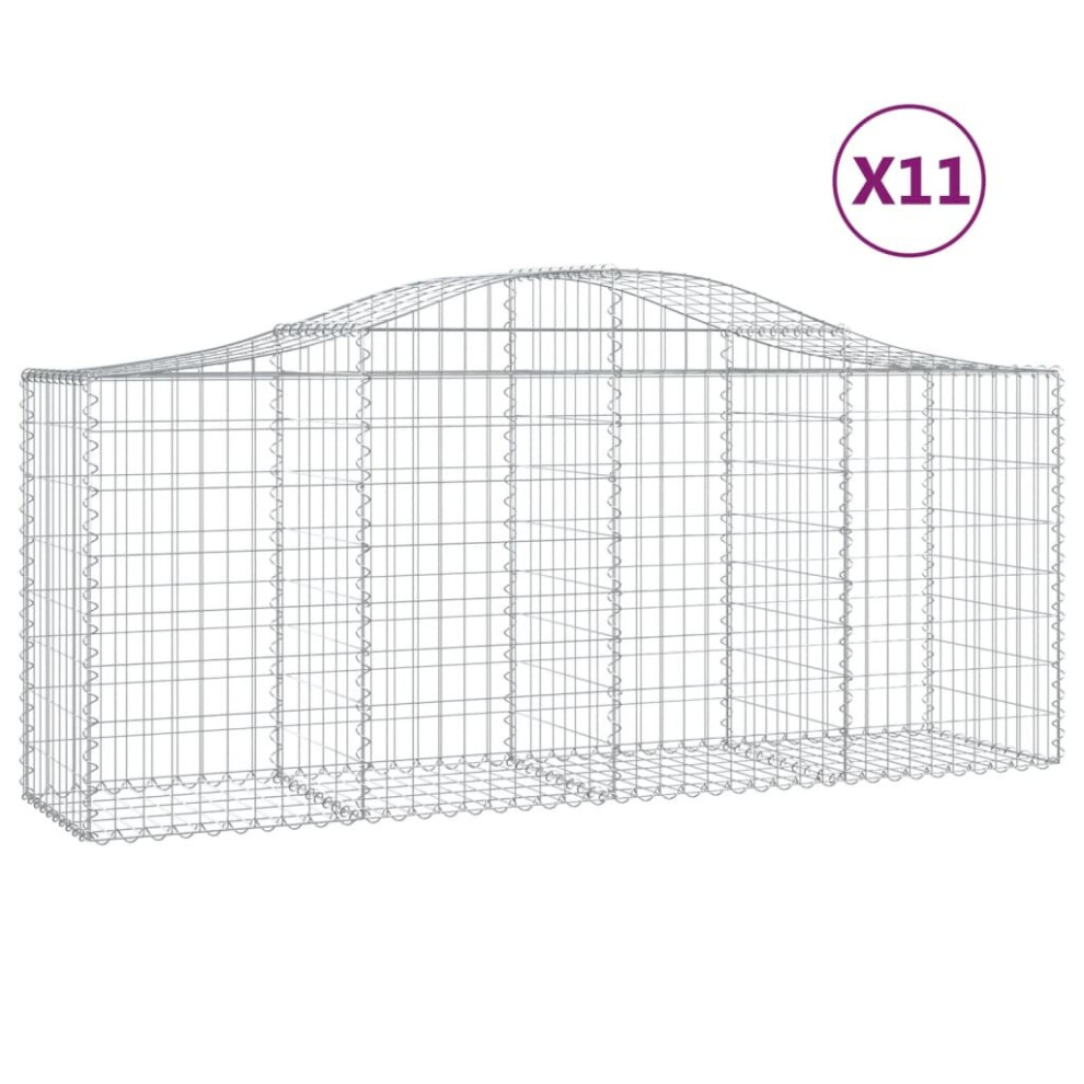 (200 x 50 x 80/100 cm/ 11 pcs) vidaXL Arched Gabion Basket Stone Basket Gabion Retaining Wall Galvanised Iron