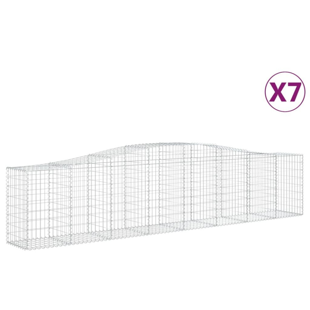 Vidaxl (400 X 50 X 80/100 Cm/ 7 Pcs) Arched Gabion Basket Stone Basket Gabion Retaining Wall Galvanised Iron
