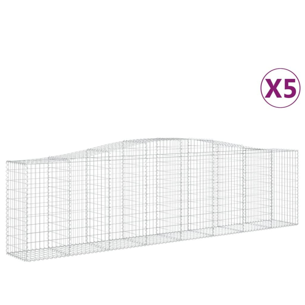 Vidaxl (400 X 50 X 100/120 Cm/ 5 Pcs) Arched Gabion Basket Stone Basket Gabion Retaining Wall Galvanised Iron
