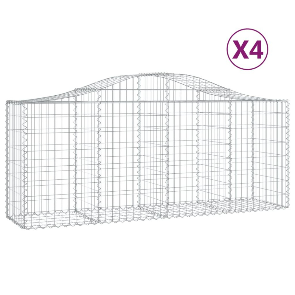 (200 x 50 x 80/100 cm/ 4 pcs) vidaXL Arched Gabion Basket Stone Basket Gabion Retaining Wall Galvanised Iron