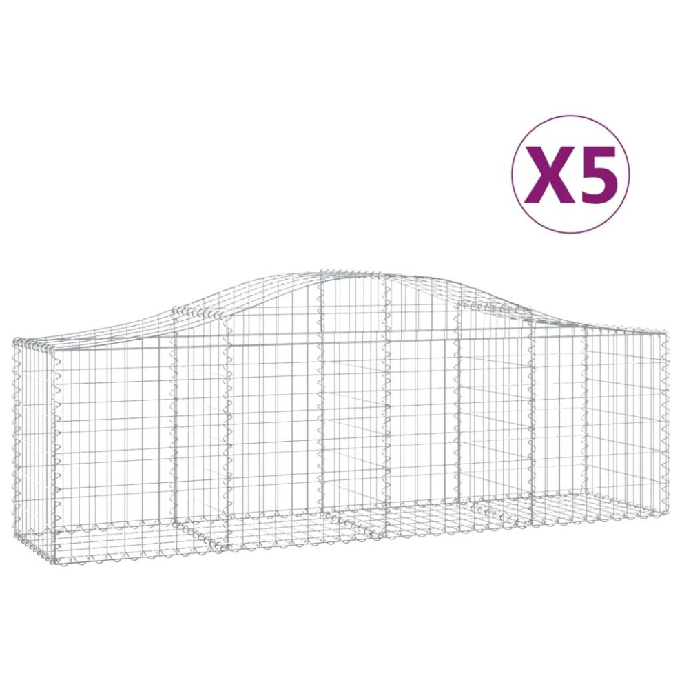 Vidaxl (200 X 50 X 60/80 Cm/ 5 Pcs) Arched Gabion Basket Stone Basket Gabion Retaining Wall Galvanised Iron