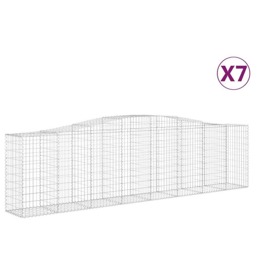 Vidaxl (400 X 50 X 100/120 Cm/ 7 Pcs) Arched Gabion Basket Stone Basket Gabion Retaining Wall Galvanised Iron