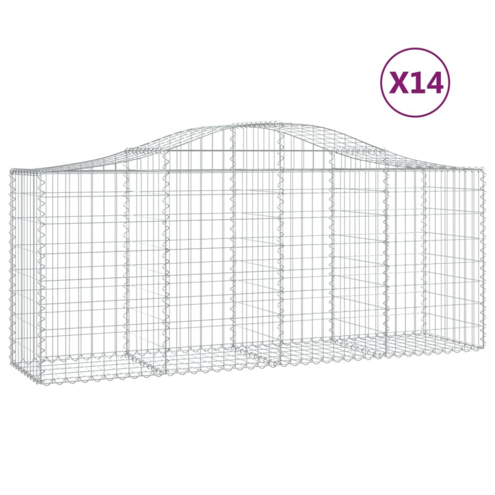 (200 x 50 x 80/100 cm/ 14 pcs) vidaXL Arched Gabion Basket Stone Basket Gabion Retaining Wall Galvanised Iron