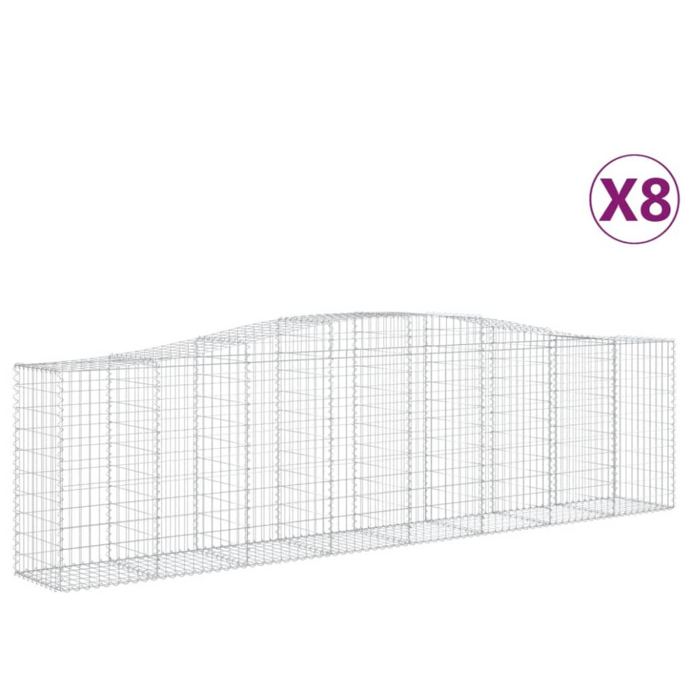 Vidaxl (400 X 50 X 100/120 Cm/ 8 Pcs) Arched Gabion Basket Stone Basket Gabion Retaining Wall Galvanised Iron