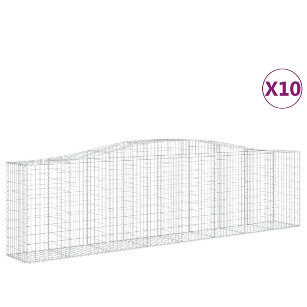 Vidaxl (400 X 50 X 100/120 Cm/ 10 Pcs) Arched Gabion Basket Stone Basket Gabion Retaining Wall Galvanised Iron