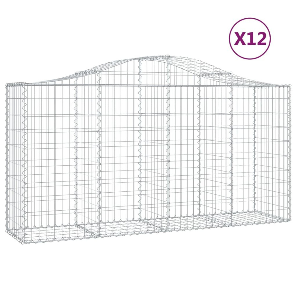 Vidaxl (200 X 50 X 100/120 Cm/ 12 Pcs) Arched Gabion Basket Stone Basket Gabion Retaining Wall Galvanised Iron