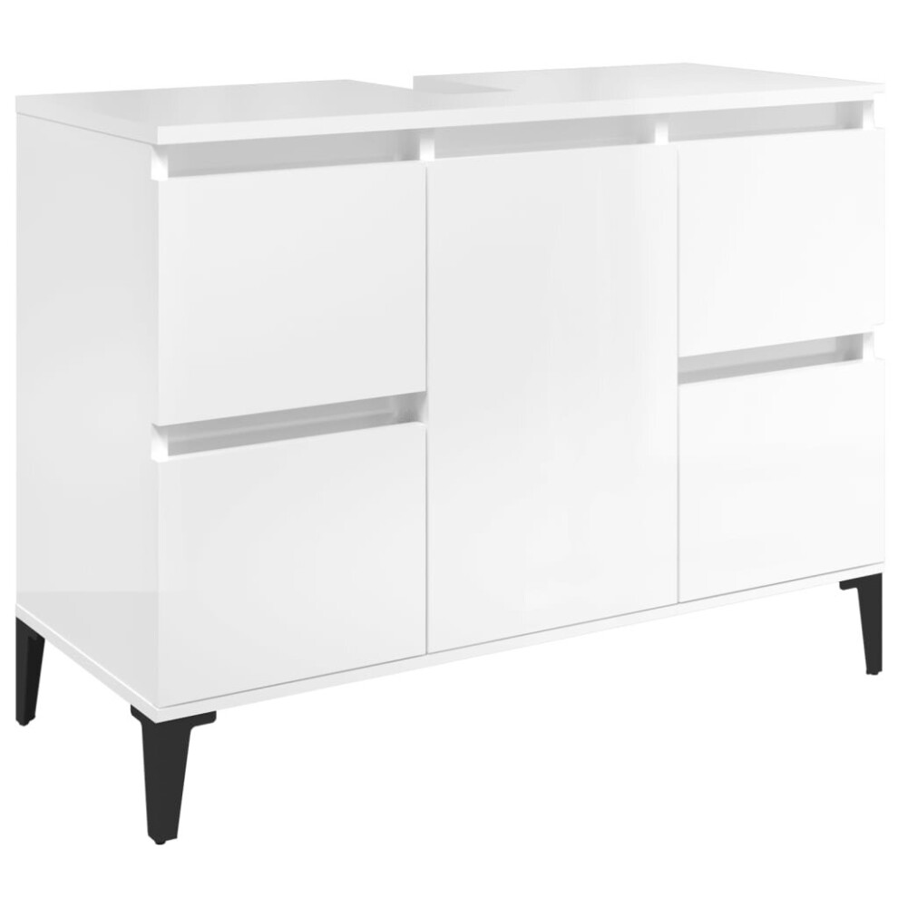 (high gloss white) vidaXL Sink Cabinet Vanity Unit Storage Under Sink Cabinet Engineered Wood