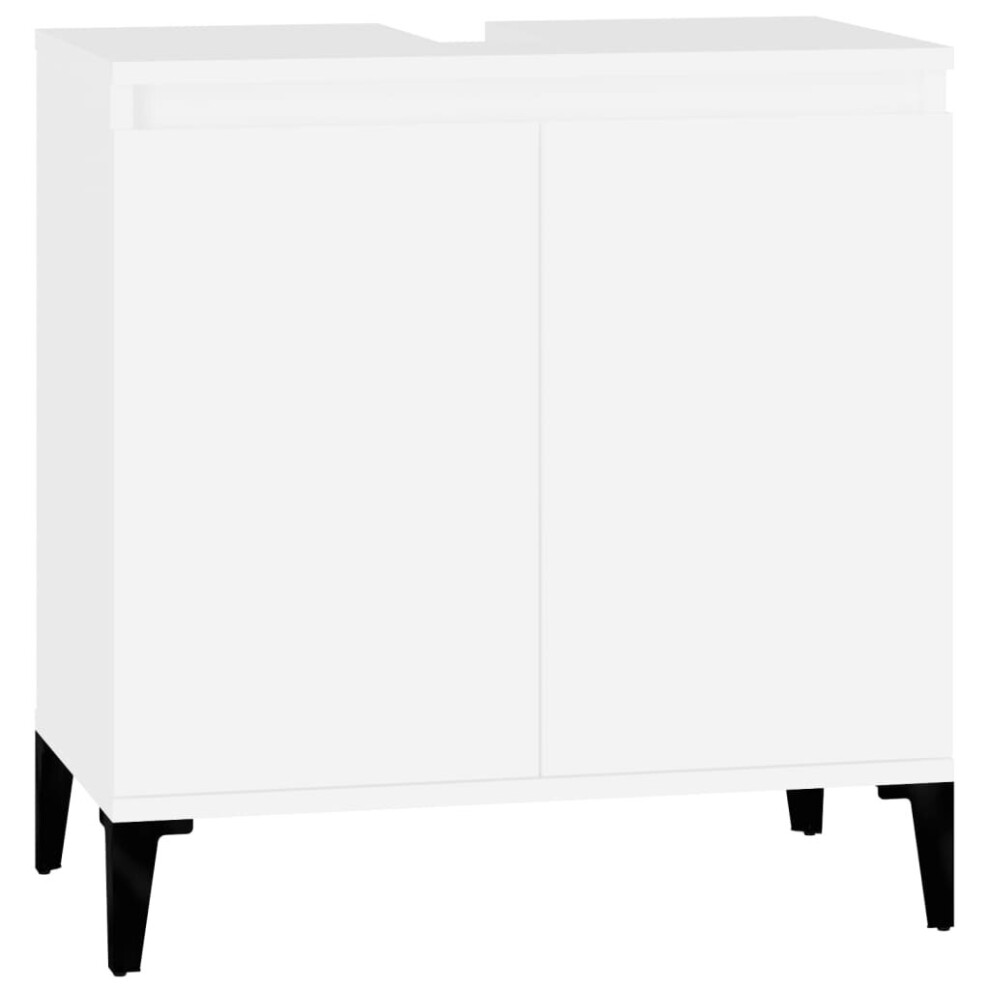 Vidaxl (White) Sink Cabinet Vanity Unit Storage Under Sink Cabinet Engineered Wood
