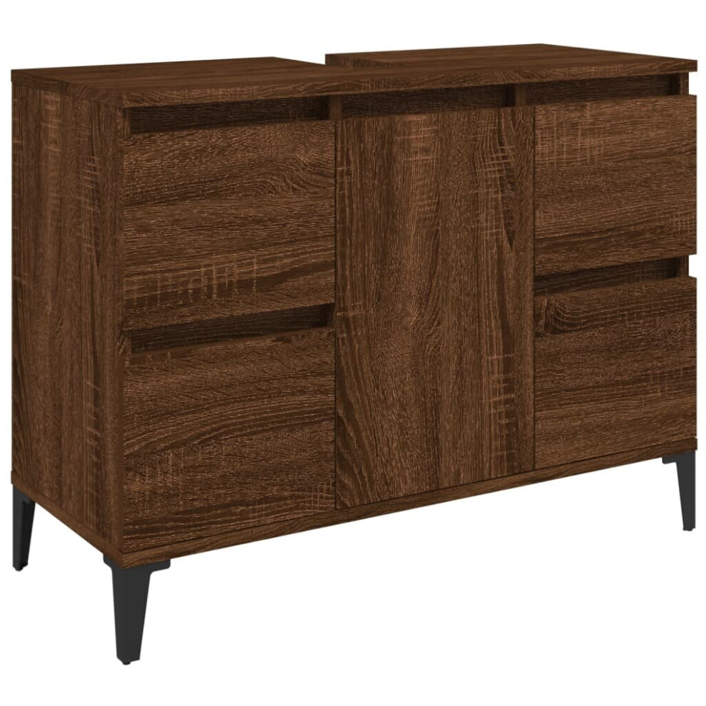 (brown oak) vidaXL Sink Cabinet Vanity Unit Storage Under Sink Cabinet Engineered Wood