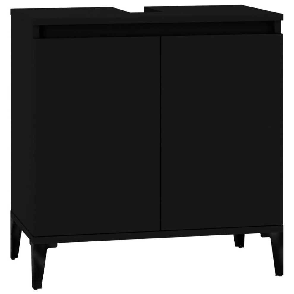 Vidaxl (Black) Sink Cabinet Vanity Unit Storage Under Sink Cabinet Engineered Wood Black