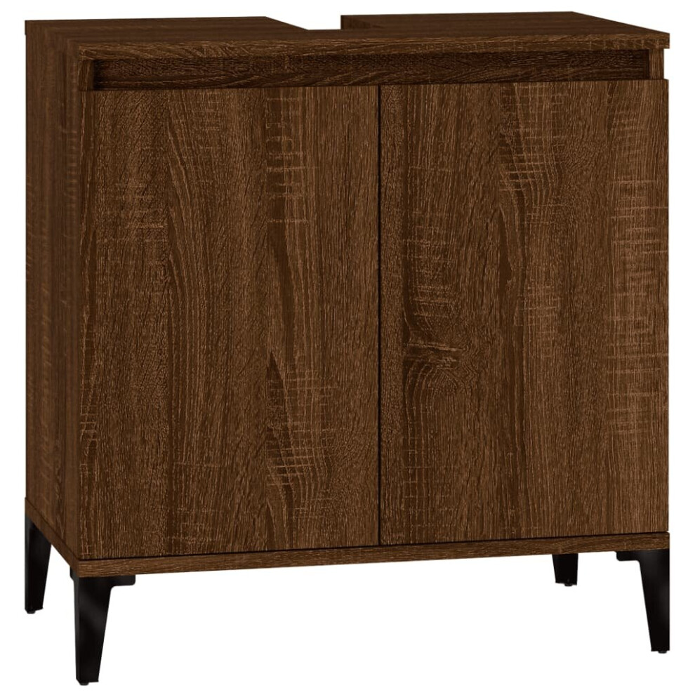 (brown oak) vidaXL Sink Cabinet Vanity Unit Storage Under Sink Cabinet Engineered Wood