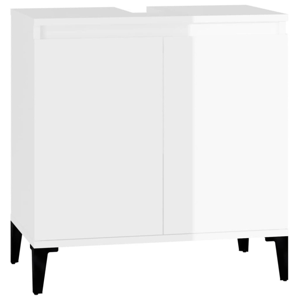 (high gloss white) vidaXL Sink Cabinet Vanity Unit Storage Under Sink Cabinet Engineered Wood