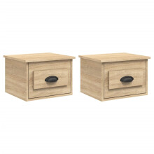 (sonoma oak, 2 pcs) vidaXL Wall-mounted Bedside Cabinets Floating Nightstand Bedroom Side Table