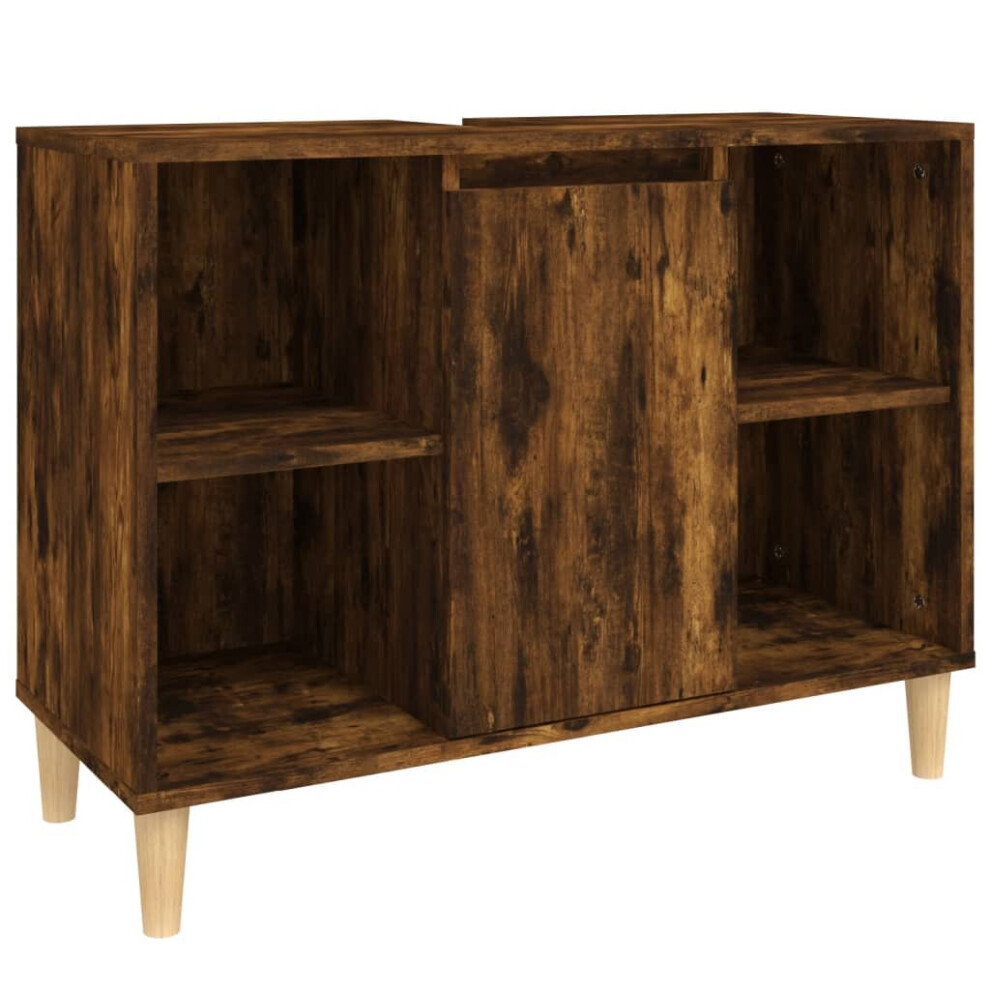 Vidaxl (Smoked Oak) Sink Cabinet Vanity Unit Storage Under Sink Cabinet Engineered Wood