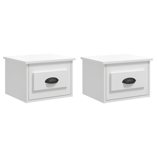 VidaXL (high gloss white, 2 pcs) vidaXL Wall-mounted Bedside Cabinets Floating Nightstand Bedroom Side Table 1