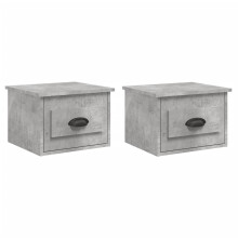 (concrete grey, 2 pcs) vidaXL Wall-mounted Bedside Cabinets Floating Nightstand Bedroom Side Table