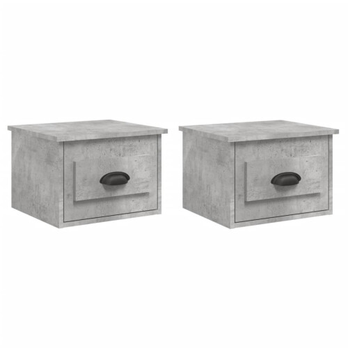 VidaXL (concrete grey, 2 pcs) vidaXL Wall-mounted Bedside Cabinets Floating Nightstand Bedroom Side Table