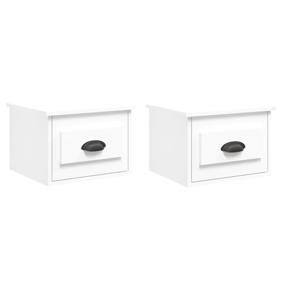 (white, 2 pcs) vidaXL Wall-mounted Bedside Cabinets Floating Nightstand Bedroom Side Table