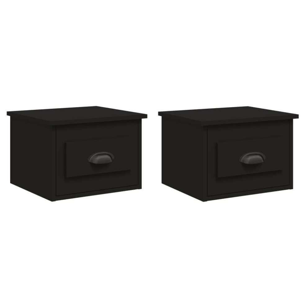 (black, 2 pcs) vidaXL Wall-mounted Bedside Cabinets Floating Nightstand Bedroom Side Table