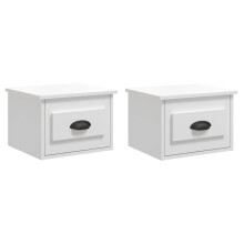 (high gloss white, 2 pcs) vidaXL Wall-mounted Bedside Cabinets Floating Nightstand Bedroom Side Table