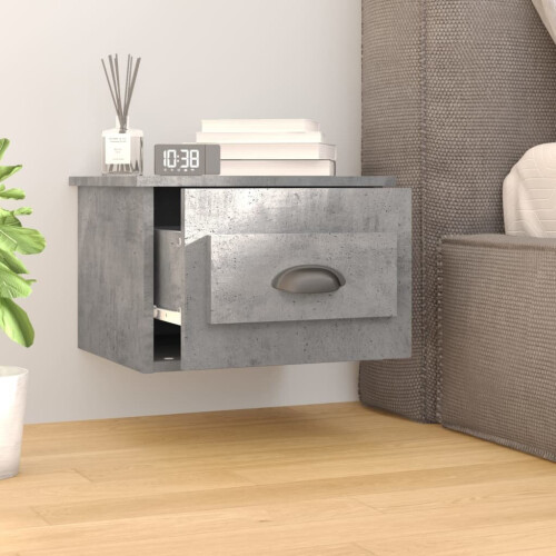 VidaXL (concrete grey, 1 pcs) vidaXL Wall-mounted Bedside Cabinets Floating Nightstand Bedroom Side Table 2