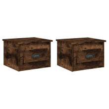 (smoked oak, 2 pcs) vidaXL Wall-mounted Bedside Cabinets Floating Nightstand Bedroom Side Table