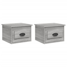 (grey sonoma, 2 pcs) vidaXL Wall-mounted Bedside Cabinets Floating Nightstand Bedroom Side Table