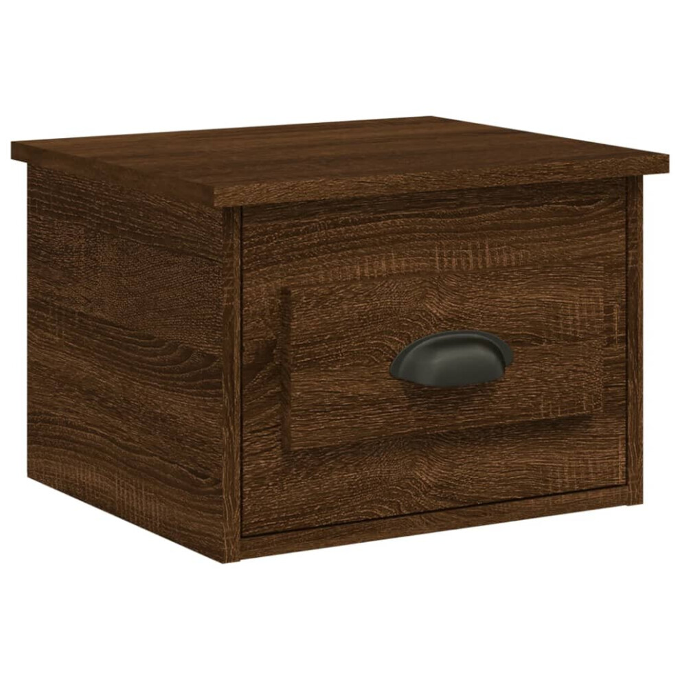 Vidaxl (Brown Oak, 1 Pcs) Wall-Mounted Bedside Cabinets Floating Nightstand Bedroom Side Table