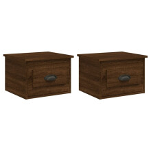 (brown oak, 2 pcs) vidaXL Wall-mounted Bedside Cabinets Floating Nightstand Bedroom Side Table