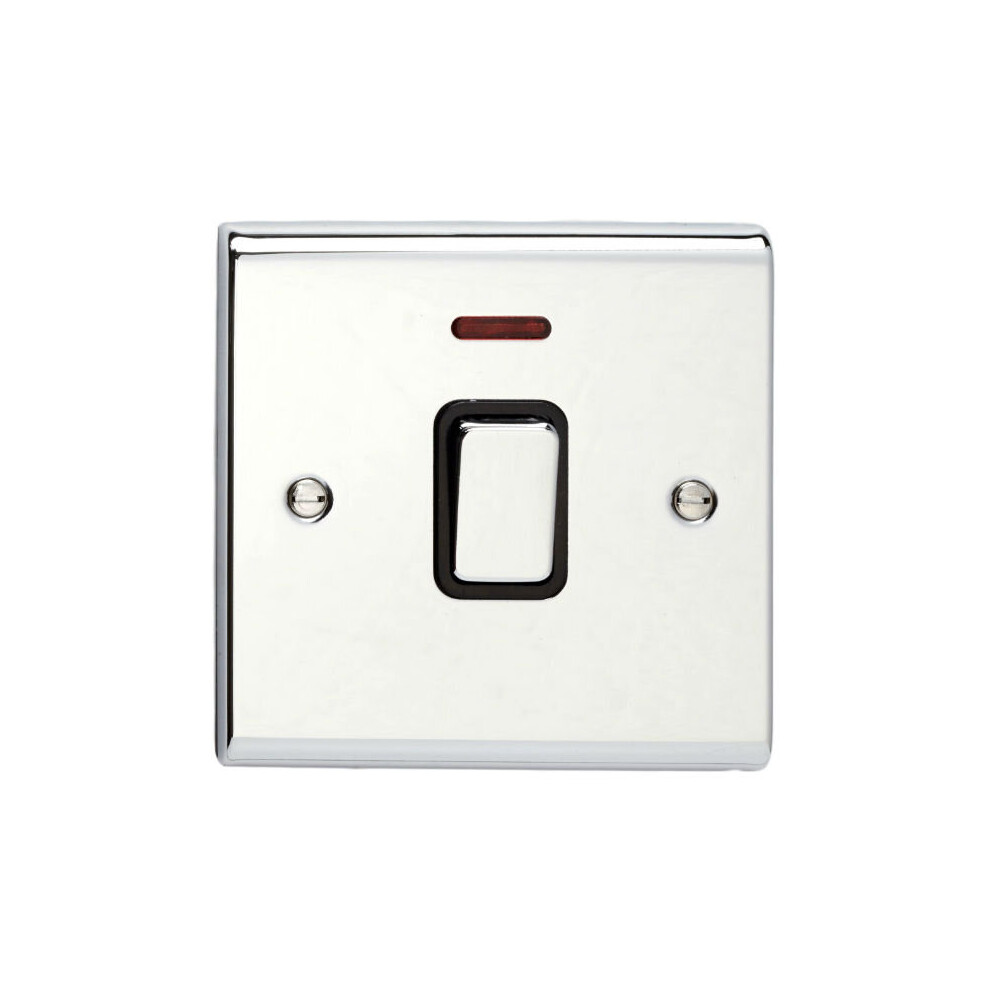 Deta Sd1391chb Dp Switch With Neon 20 Amp (Polished Chrome/Black Insert) 5016211209083