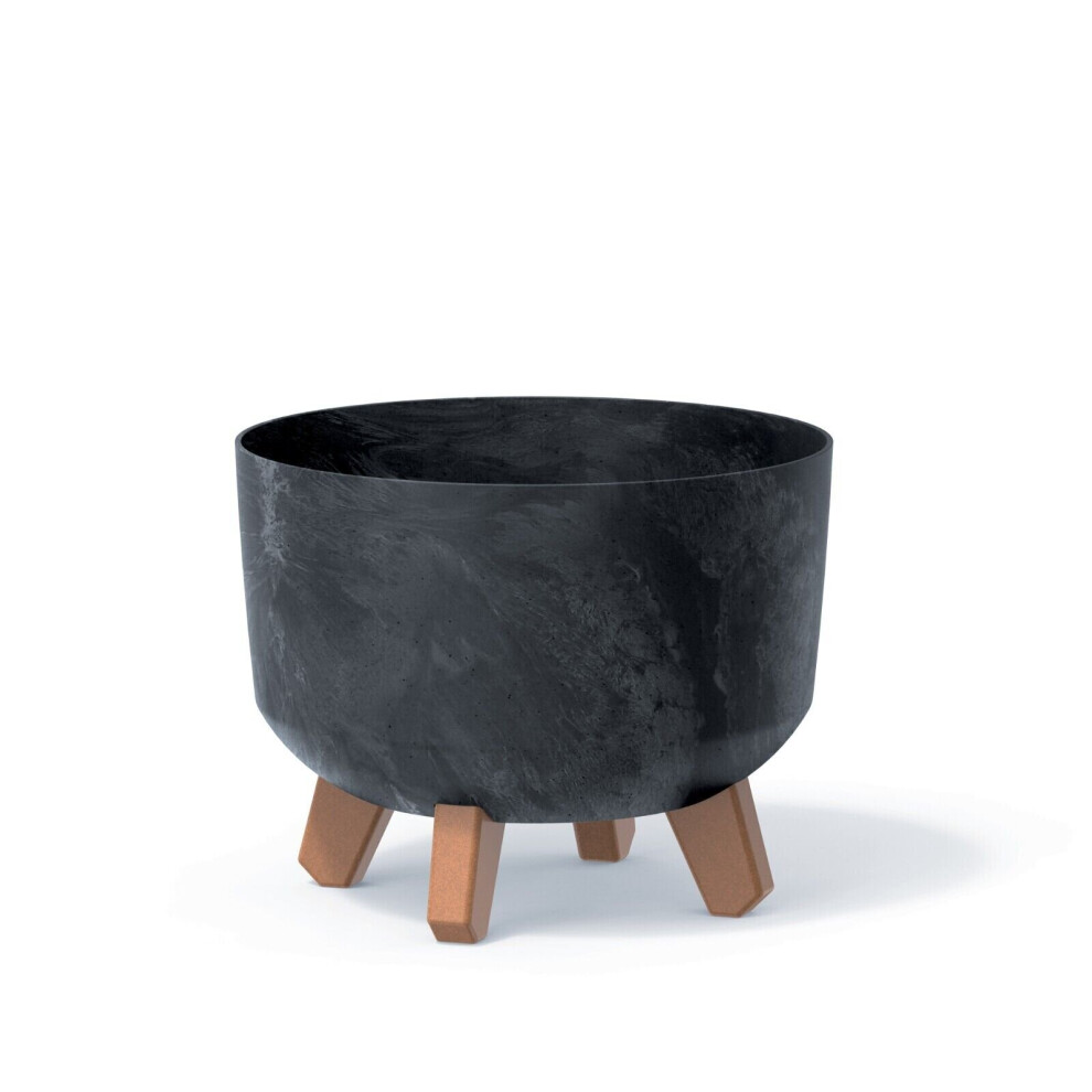 (240mm , anthracite) Round Concrete Look Planter Flower Pot Indoor Outdoor Garden Decor With Legs